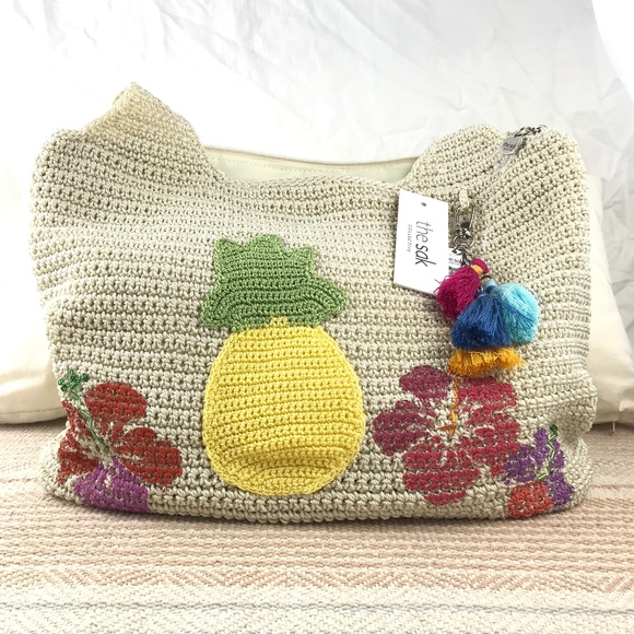 The Sak Handbags - THE SAK  Women's Crafted Classics LG TROPICAL CROCHET HANDBAG TOTE PURSE